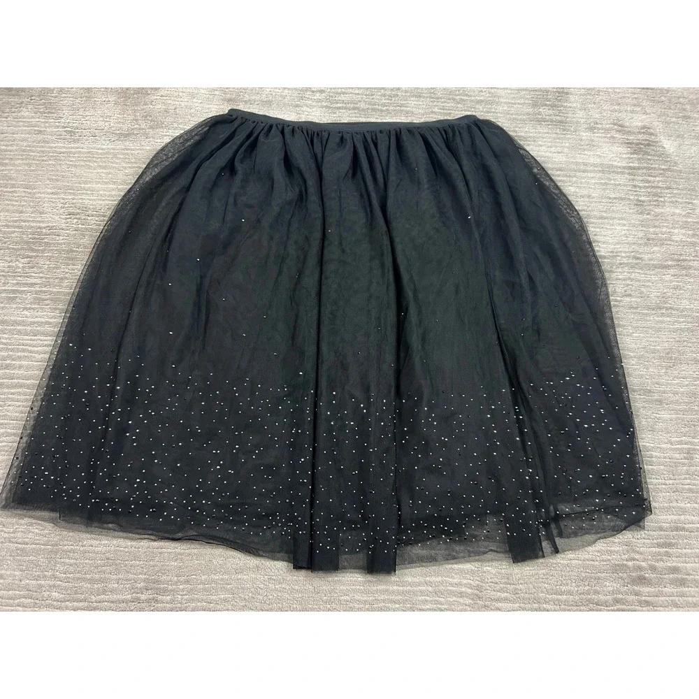 A New Day Skirt Womens XXL Black Tulle Midi Rhinestone Embellished Elastic Waist - Picture 7 of 8